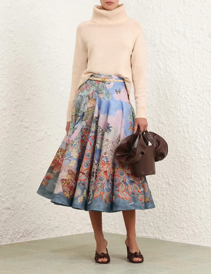 Women Zimmermann Skirts Illustration Godet Skirt Eden Garden