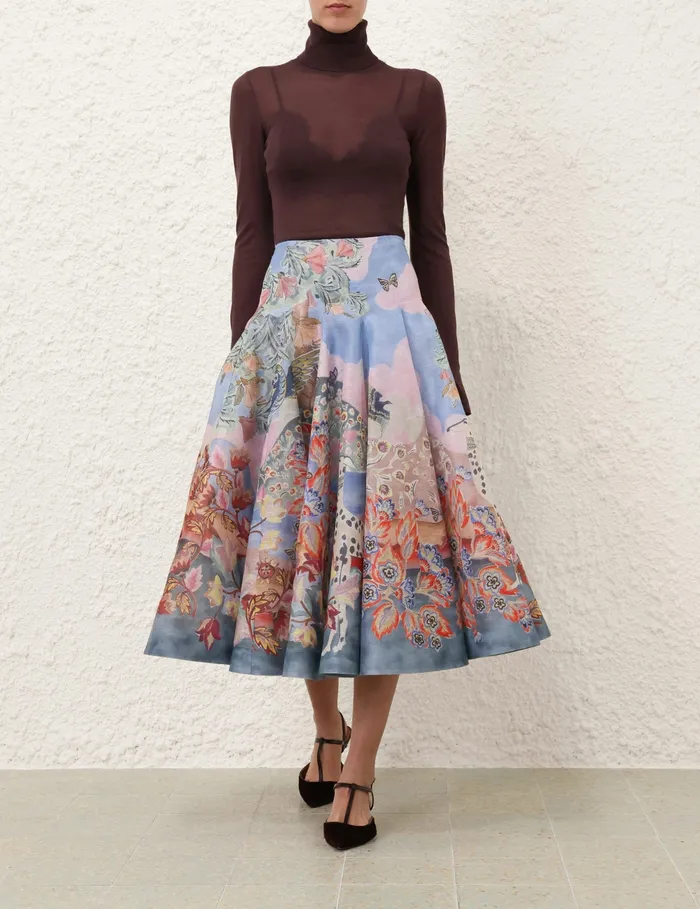 Women Zimmermann Skirts Illustration Godet Skirt Eden Garden