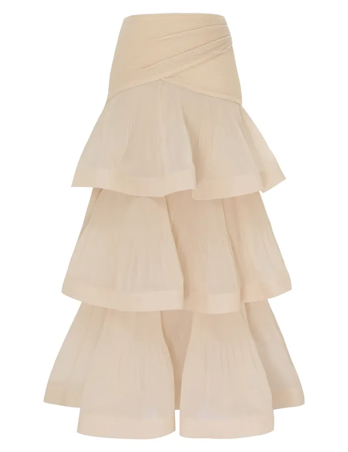 Women Zimmermann Skirts Pleated Tiered Skirt Cream