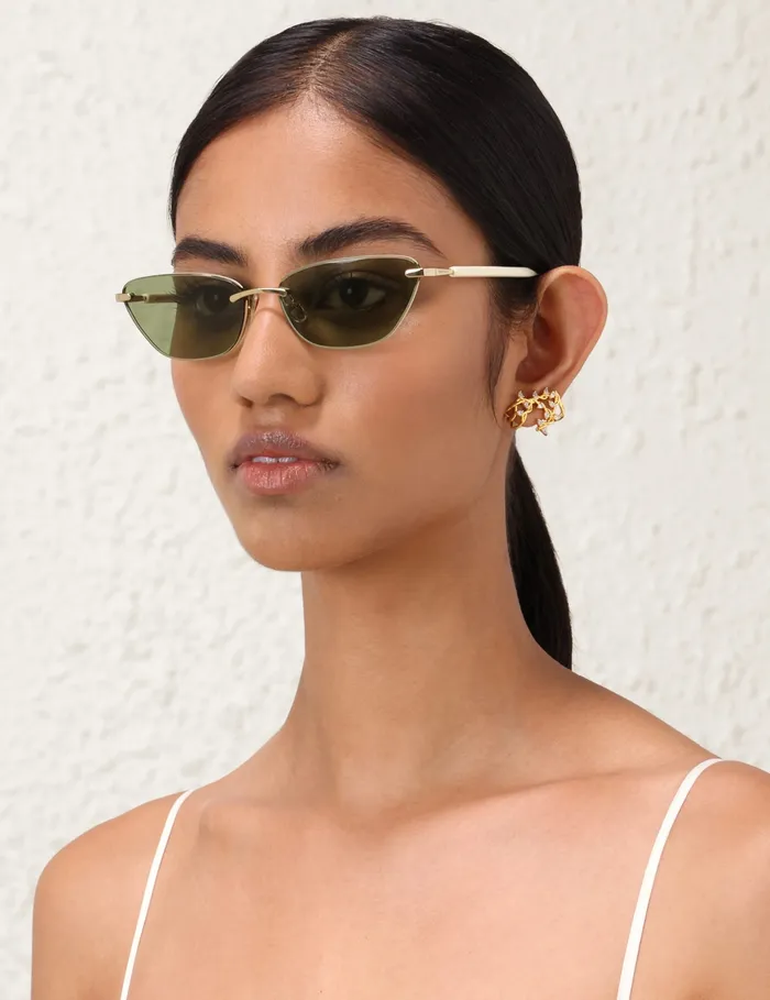 Women Zimmermann Sunglasses Celeste Cat Eye Bottle Green