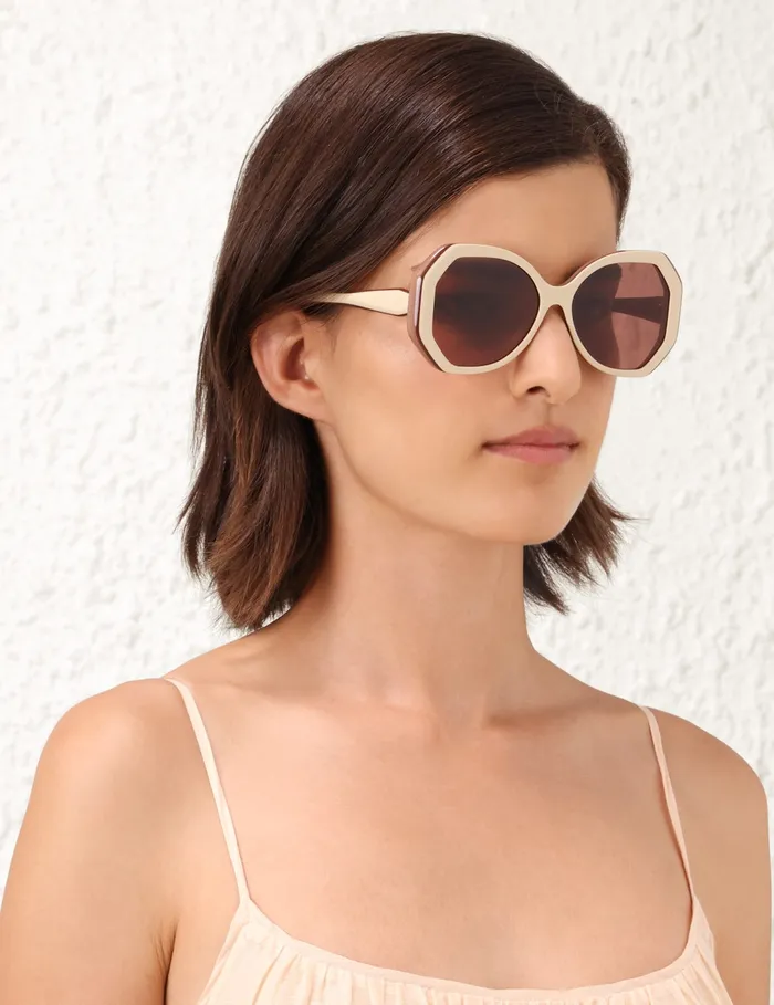 Women Zimmermann Sunglasses Uptempo Hexagon Cream