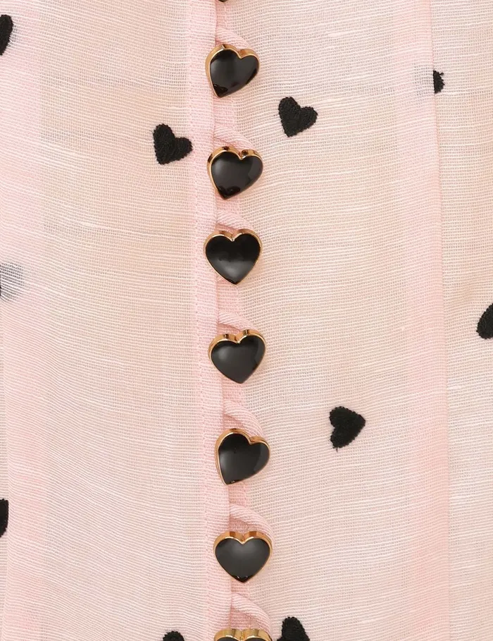 Women Zimmermann Tops Crush Embroidered Blouse Pink Hearts