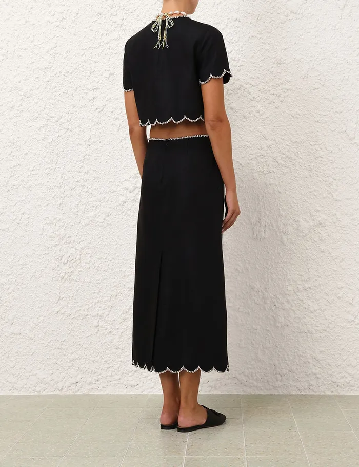 Women Zimmermann Tops Crush Scalloped Top Black