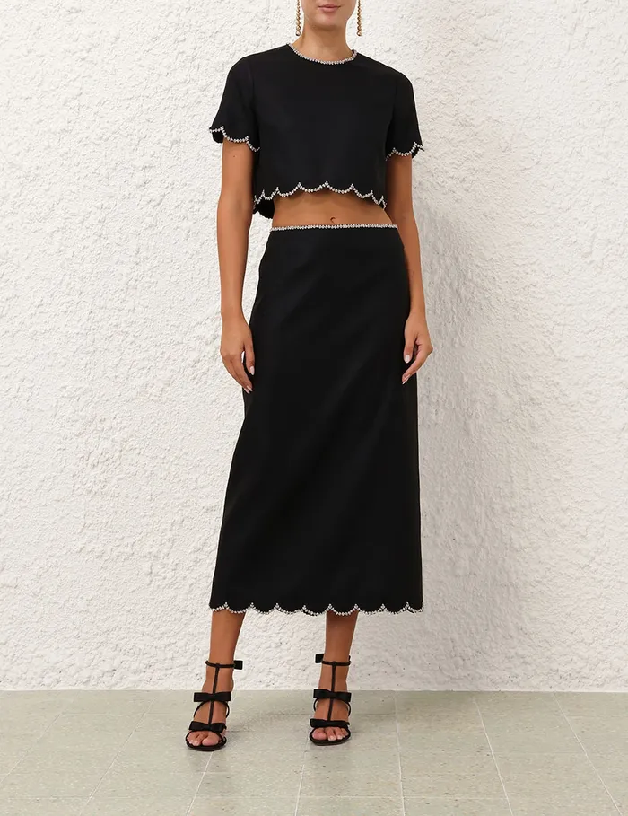 Women Zimmermann Tops Crush Scalloped Top Black