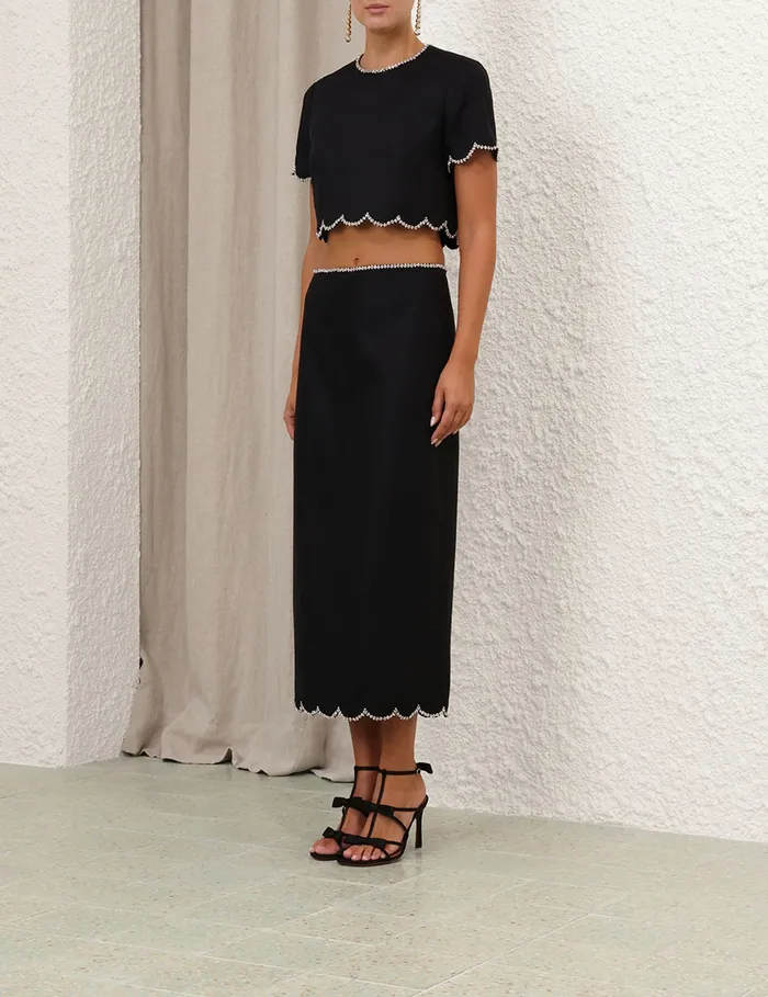 Women Zimmermann Tops Crush Scalloped Top Black