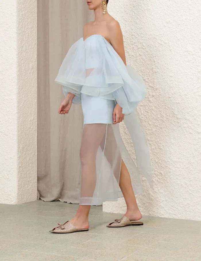 Women Zimmermann Tops Crush Strapless Bodice Mint