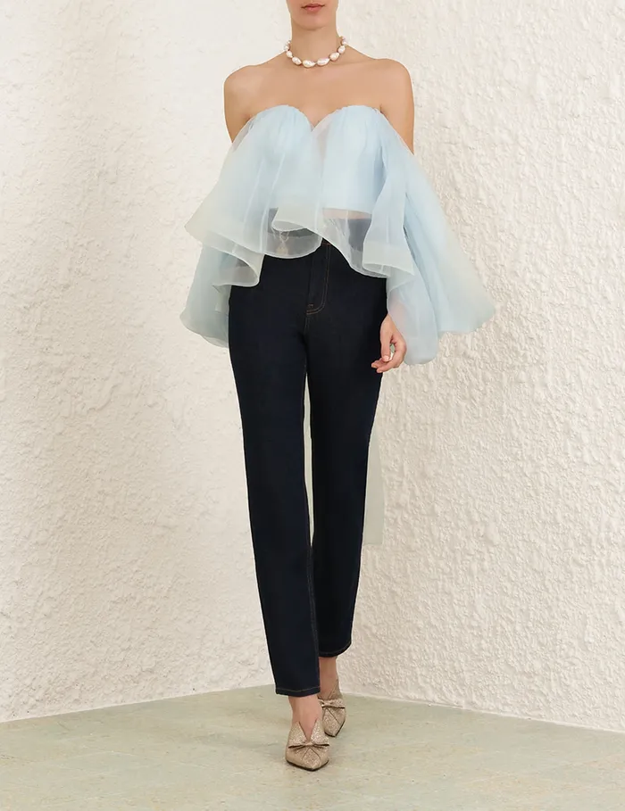 Women Zimmermann Tops Crush Strapless Bodice Mint