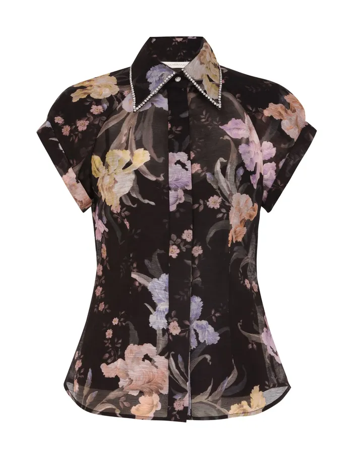 Women Zimmermann Tops Eden Fitted Blouse Iris Sherbet