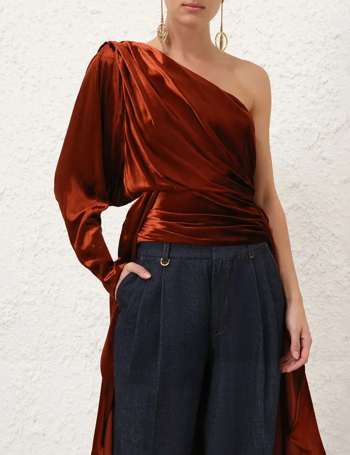 Women Zimmermann Tops Illustration Asymmetric Top Rust
