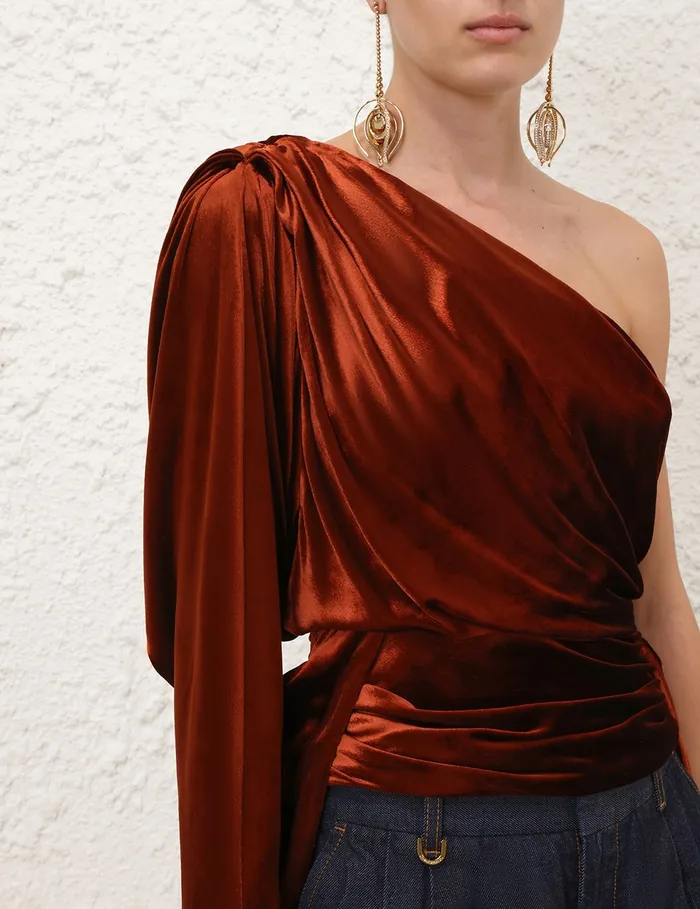 Women Zimmermann Tops Illustration Asymmetric Top Rust