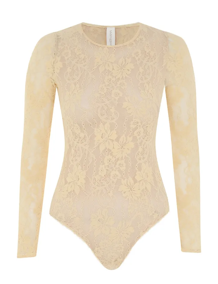 Women Zimmermann Tops Lace Bodysuit Tea