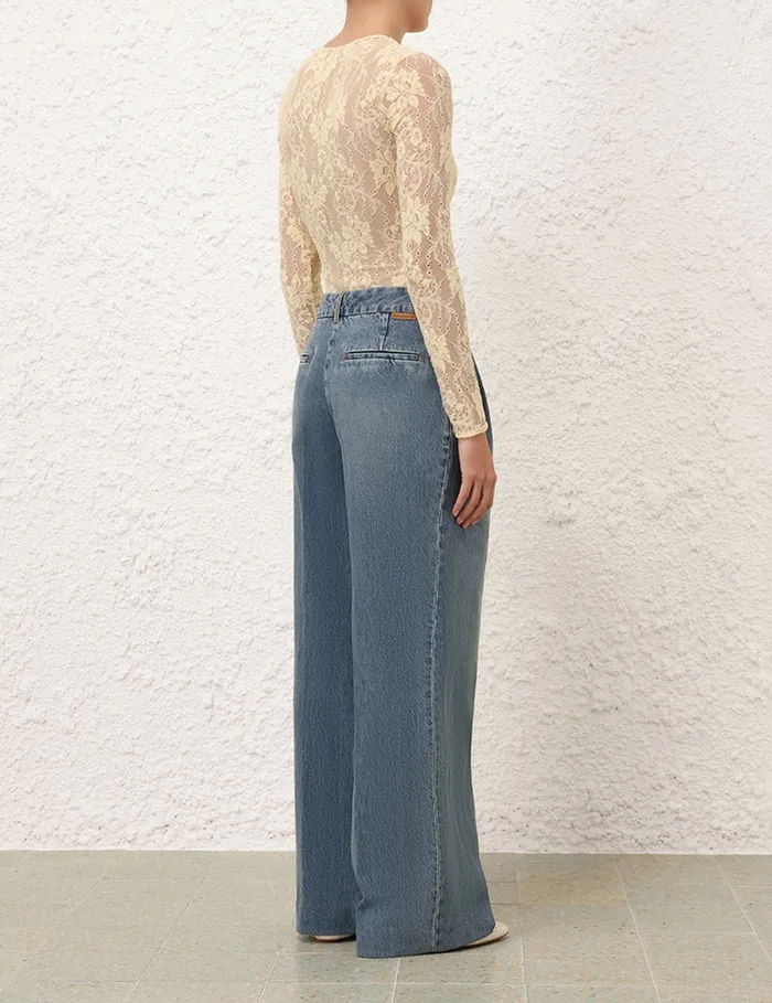Women Zimmermann Tops Lace Bodysuit Tea