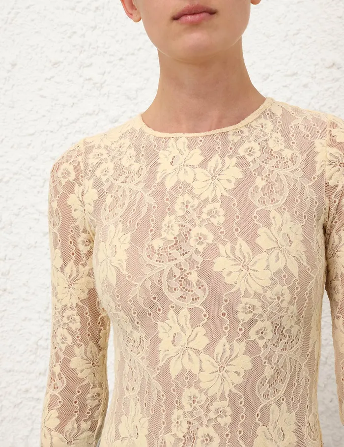 Women Zimmermann Tops Lace Bodysuit Tea