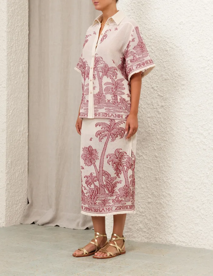Women Zimmermann Tops Ottie Palm Relaxed Shirt Creamred