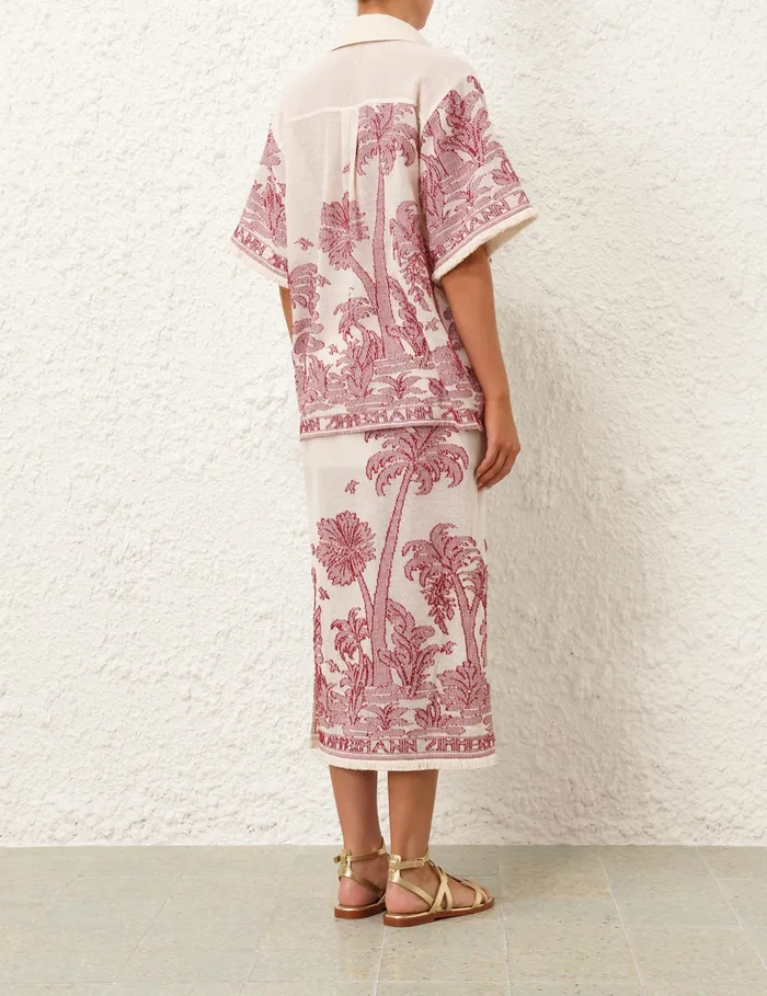 Women Zimmermann Tops Ottie Palm Relaxed Shirt Creamred
