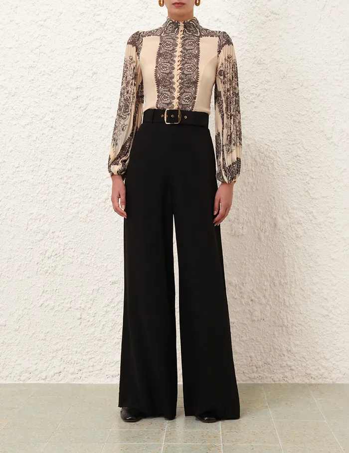 Women Zimmermann Tops Sunray Pleated Blouse Tea Paisley