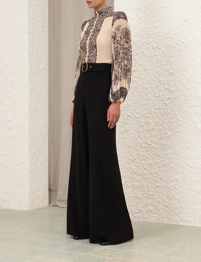 Women Zimmermann Tops Sunray Pleated Blouse Tea Paisley