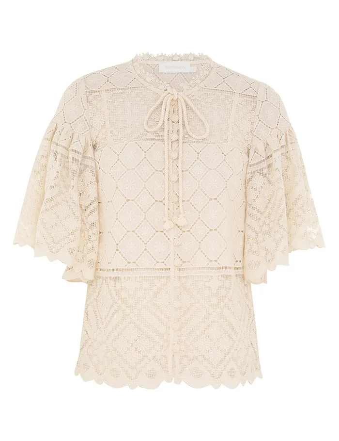 Women Zimmermann Tops Wylie Crochet Blouse Tea
