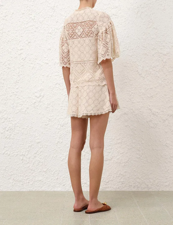 Women Zimmermann Tops Wylie Crochet Blouse Tea