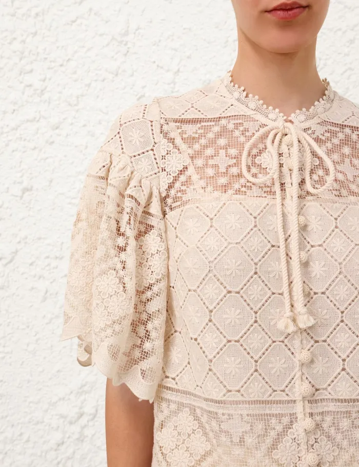 Women Zimmermann Tops Wylie Crochet Blouse Tea