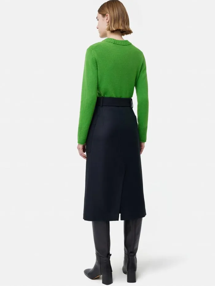 Wool Belted Utility Skirt Navy Women Jigsaw Skirts
