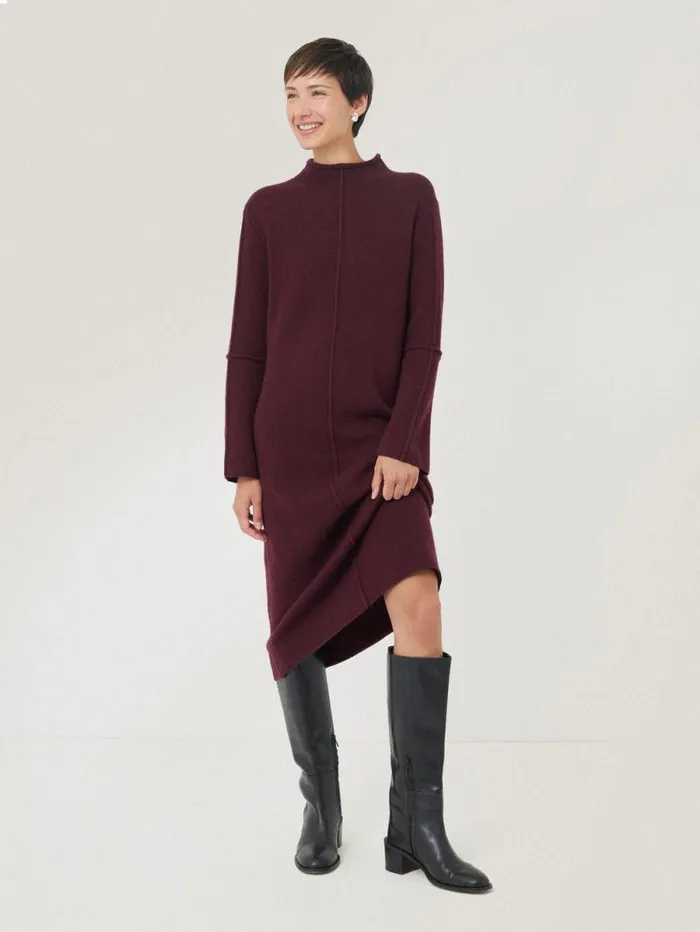 Wool Cashmere Blend Dress Burgundy Women Jigsaw Knitwear and Cashmere