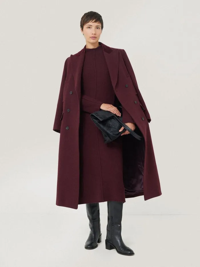 Wool Cashmere Blend Dress Burgundy Women Jigsaw Knitwear and Cashmere