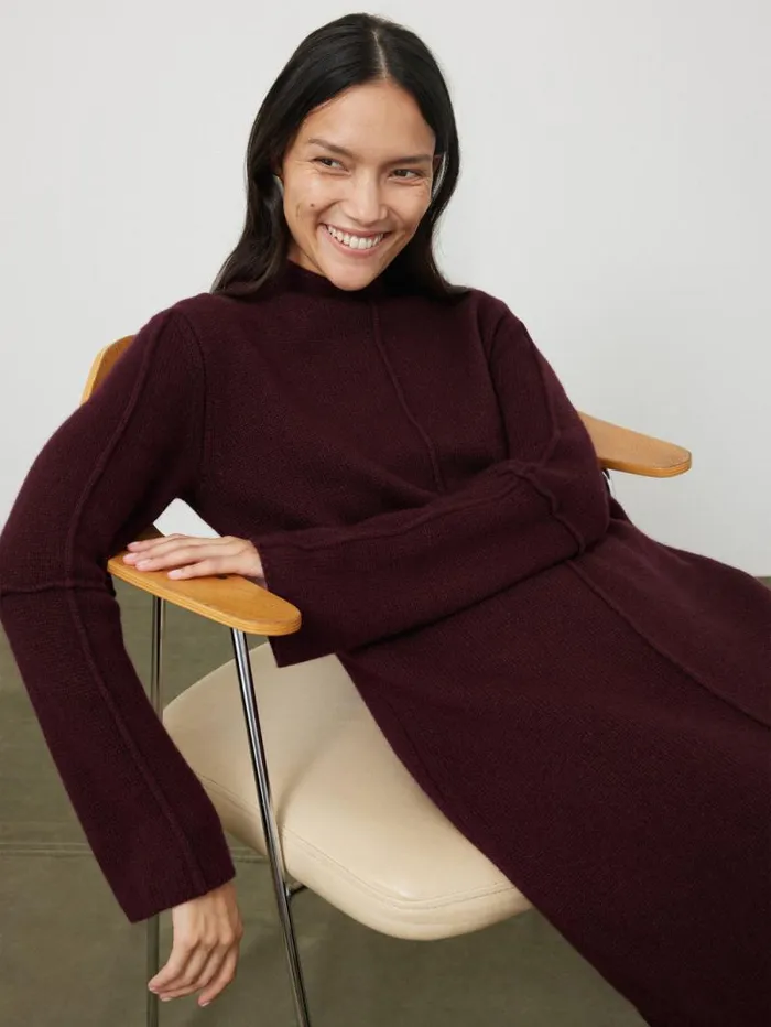 Wool Cashmere Blend Dress Burgundy Women Jigsaw Knitwear and Cashmere
