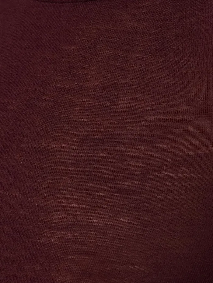 Wool Jersey Polo Neck Top Burgundy Women Jigsaw Shirts and Tops