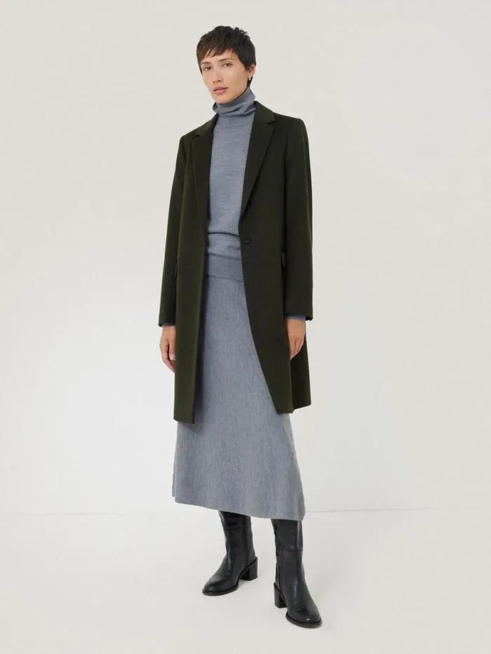 Wool Relaxed City Coat Green Women Jigsaw Coats and Jackets