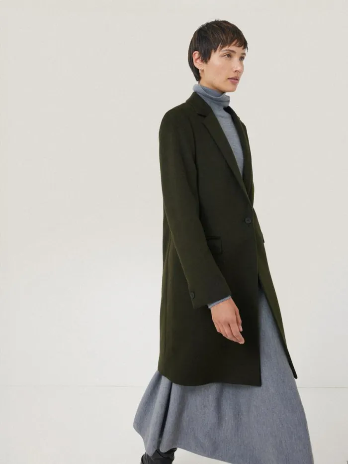 Wool Relaxed City Coat Green Women Jigsaw Coats and Jackets