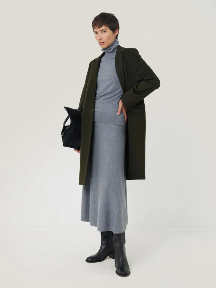 Wool Relaxed City Coat Green Women Jigsaw Coats and Jackets