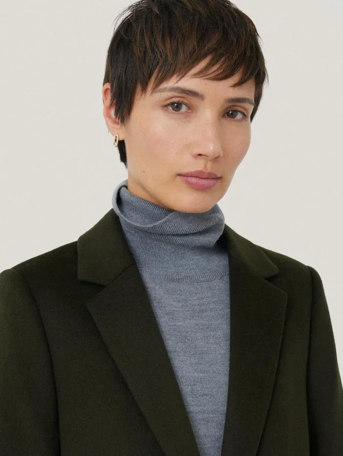 Wool Relaxed City Coat Green Women Jigsaw Coats and Jackets