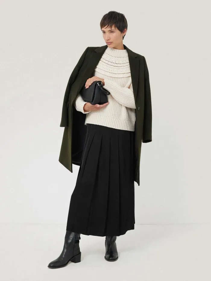Wool Relaxed City Coat Green Women Jigsaw Coats and Jackets