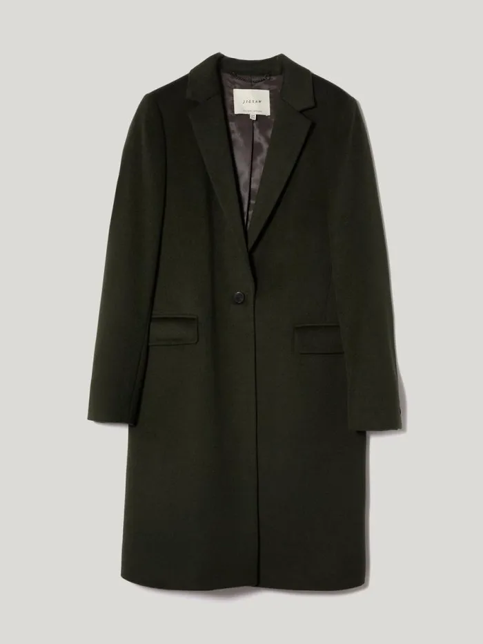Wool Relaxed City Coat Green Women Jigsaw Coats and Jackets