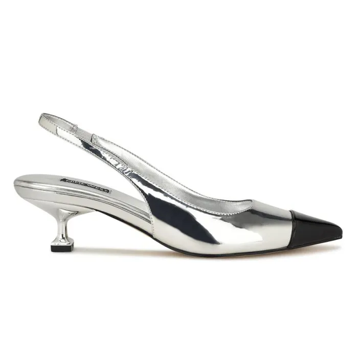 Workit Pointy Cap Toe Slingbacks Silver Women Nine West Heels