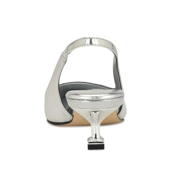 Workit Pointy Cap Toe Slingbacks Silver Women Nine West Heels
