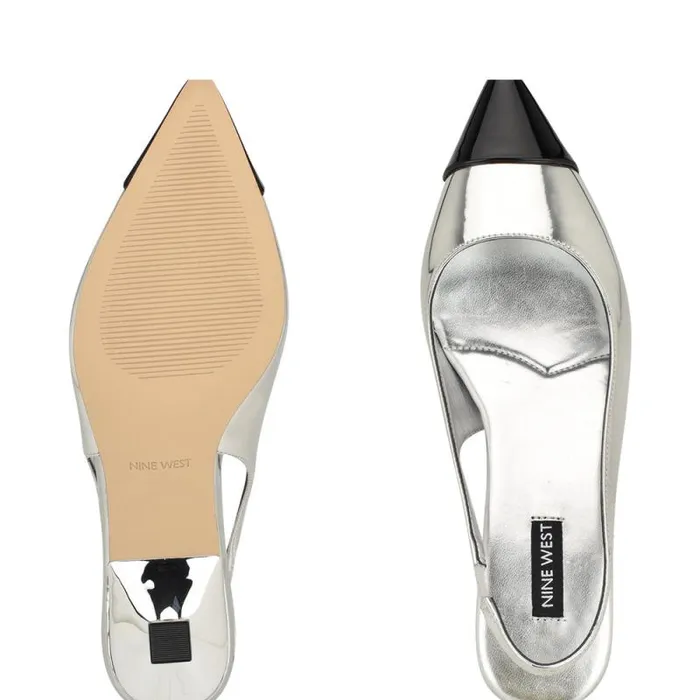Workit Pointy Cap Toe Slingbacks Silver Women Nine West Heels