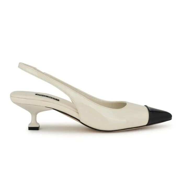 Workit Pointy Cap Toe Slingbacks White Patent Women Nine West Heels