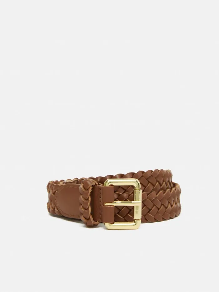 Woven Leather Belt Tan Women Jigsaw Leather