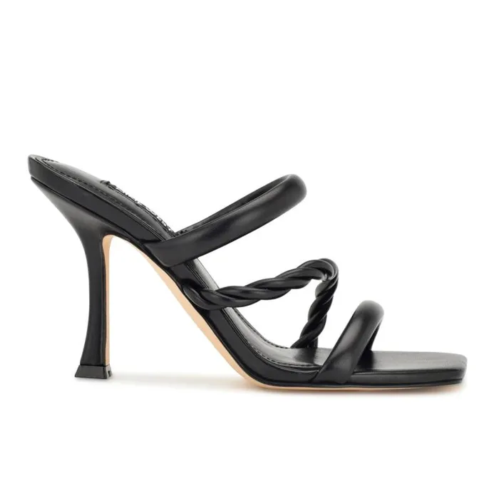 Yester Heeled Slide Sandals Black Women Nine West Heels