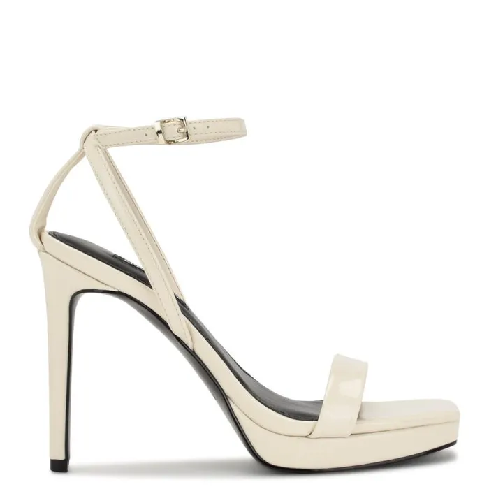 Zilo Platform Sandals Chic Cream Patent Women Nine West Sandals